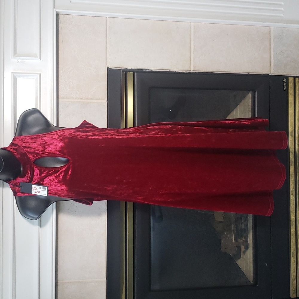 Viereck Wine Crushed Velvet Dress. Size Large.